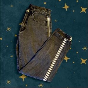 Vintage Black Jeans with White Side Stripes